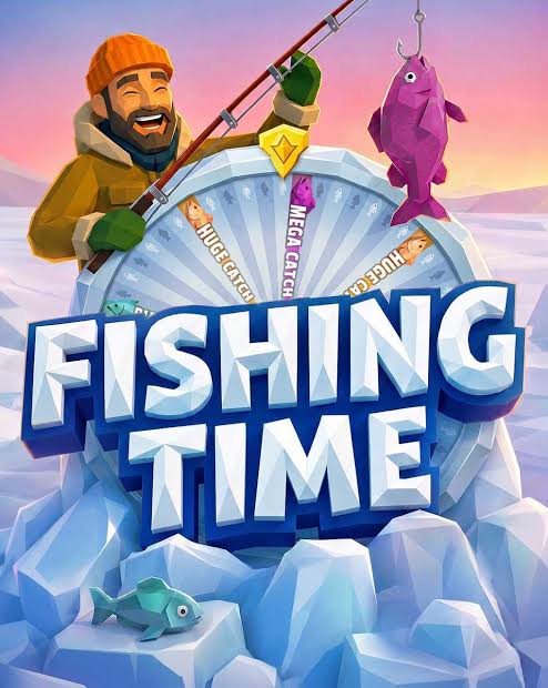 Poster permainan Fishing Time BGaming dengan pemancing dan roda tangkapan